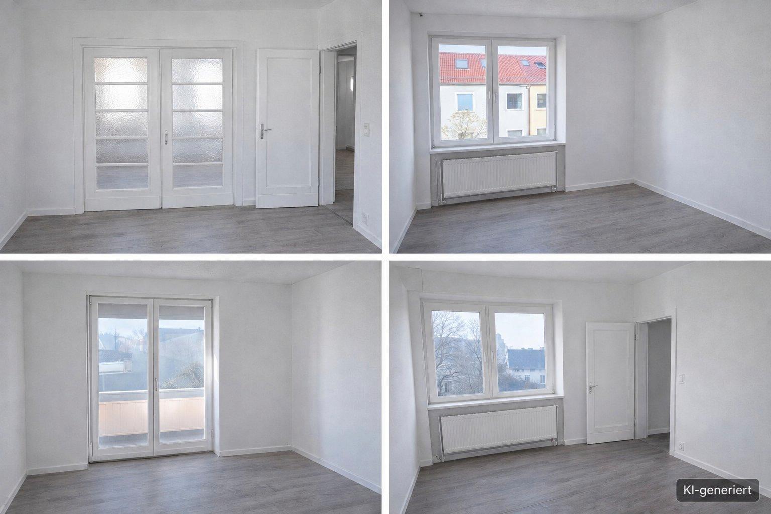 AI-generated visualisation for illustration only – Three-room flat with a balcony in Aken, image 1